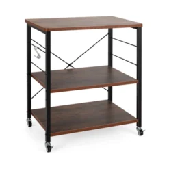 Tangkula Kitchen Baker's Rack 3-Tier Microwave Cart With Wheels&10 Hooks Rustic Brown/Maple/Vintage/Nut Brown -Furniture Sale Store GUEST 5899be0f 8f46 4ac4 baab 39105dff8376