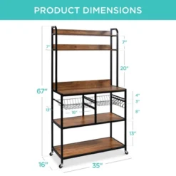 Best Choice Products 67in Counter-Height Baker's Rack W/ Locking Wheels, Adjustable Feet, 2 Wire Baskets -Furniture Sale Store GUEST 595ce3eb 1252 44e4 bc40 c25539069d1c