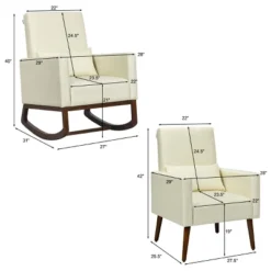 2-in-1 Fabric Upholstered Rocking Chair Nursery Armchair With Pillow Beige -Furniture Sale Store GUEST 5a443588 077b 4f3d b49c d578a9956736