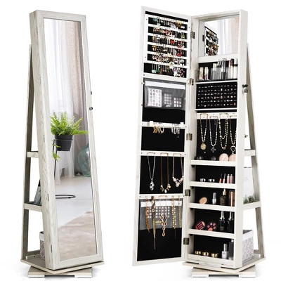 Costway 360degree Rotatable Jewelry Cabinet 2-in-1 Lockable Mirrored Organizer 11 Costway 360degree Rotatable Jewelry Cabinet 2-in-1 Lockable Mirrored Organizer - Image 11