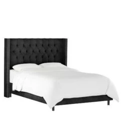Louis Diamond Tufted Wingback Velvet Bed - Skyline Furniture