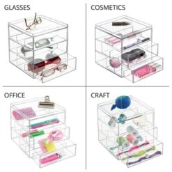 MDesign Plastic Glasses Storage Organizer Box, 3 Drawers -Furniture Sale Store GUEST 5b4818a5 0251 4646 acff 272ef58174e1