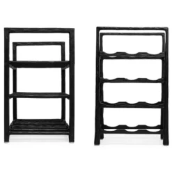 BIRDROCK HOME 12 Bottle Rack - Free Standing Stand - Kitchen Countertop - Black Forged Metal - Vertical Shelf Storage Cabinet - Holder -Furniture Sale Store GUEST 5bcb4229 df95 4da0 b5e5 85ac804c061d
