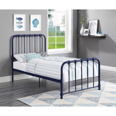 Bethany Twin Metal Platform Bed In Navy Blue - Lexicon 1 Bethany Twin Metal Platform Bed In Navy Blue - Lexicon