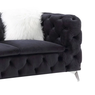 68" Phifina Sofa Black Velvet - Acme Furniture 7 68" Phifina Sofa Black Velvet - Acme Furniture - Image 7
