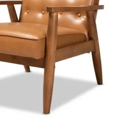 Sorrento Mid-Century Faux Leather Upholstered Wood Lounge Chair Walnut/Brown - Baxton Studio 11 Sorrento Mid-Century Faux Leather Upholstered Wood Lounge Chair Walnut/Brown - Baxton Studio -Furniture Sale Store GUEST 5de44dec ad53 490e b544 448cfa12529b