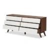 Hildon Mid-Century Modern Wood 6 Drawer Storage Dresser Brown - Baxton Studio