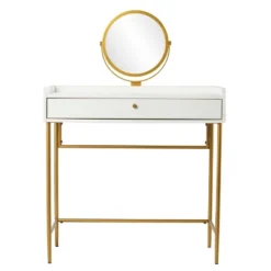 Randburg Vanity Table With Mirror White/Gold - Aiden Lane -Furniture Sale Store GUEST 5e946b7c d2dc 4daa 9e75 6d3be1eebdd1