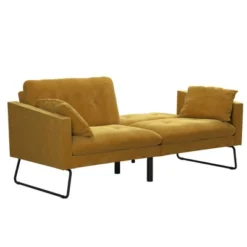 Neely Futon With Bolster Pillows Mustard Velvet - Mr. Kate -Furniture Sale Store GUEST 5eff34e0 3f83 44ff ab94 ff163e51af59
