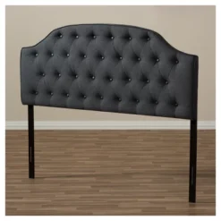 Queen Windsor Modern And Contemporary Fabric Upholstered Scalloped Buttoned Headboard Dark Gray - Baxton Studio -Furniture Sale Store GUEST 5f8eb9d2 8179 4cf7 a29b d17bc310a4b5