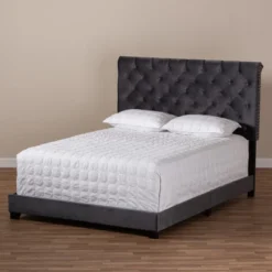 Candace Velvet Upholstered Bed - Baxton Studio -Furniture Sale Store GUEST 5fc6e3dd 075d 4748 8475 0f19a027e662