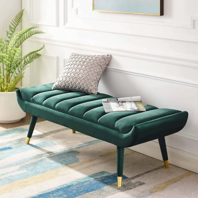 Guess Channel Tufted Performance Velvet Accent Bench Green - Modway 7 Guess Channel Tufted Performance Velvet Accent Bench Green - Modway - Image 7