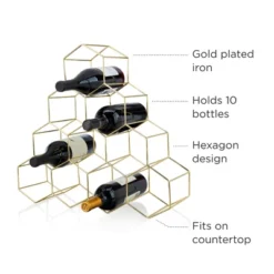 Viski Geo Gold Bottle Wine Rack, Honeycomb Design -Furniture Sale Store GUEST 5fe1dc71 d874 4385 96d3 61f57b0dcf5a