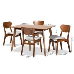 5pc Katya Fabric Upholstered And Wood Dining Set Gray/Brown - Baxton Studio -Furniture Sale Store GUEST 6098a4f5 67f1 4879 a72c 0c82935b02b0