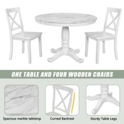 5-Piece Solid Wood Dining Table And Chairs Set, White - ModernLuxe -Furniture Sale Store GUEST 6132de24 45fd 4358 a3b0 55ec52d2ba55