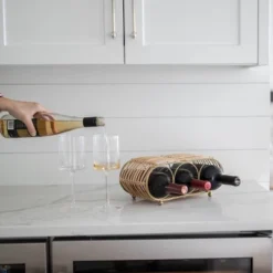 Wrapped Brass Metal & Rattan Wine Bottle Holder - Foreside Home & Garden 13 Wrapped Brass Metal & Rattan Wine Bottle Holder - Foreside Home & Garden -Furniture Sale Store GUEST 61894069 e598 47da 9674 32a24ffe54e9