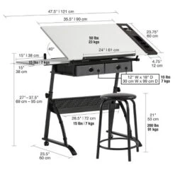 Core Drawing Table And Stool Set Charcoal Black/White - Studio Designs -Furniture Sale Store GUEST 6196a32c e576 4d20 a4d7 3255f6d054a7