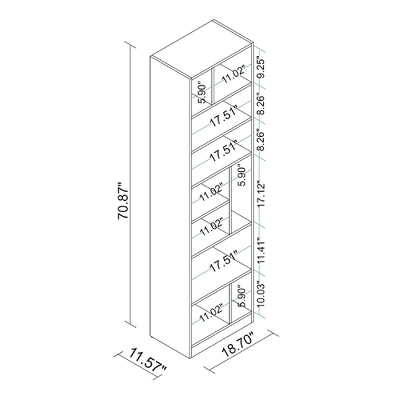 70.87" Valenca 10 Shelf Bookcase White - Manhattan Comfort 7 70.87" Valenca 10 Shelf Bookcase White - Manhattan Comfort - Image 7