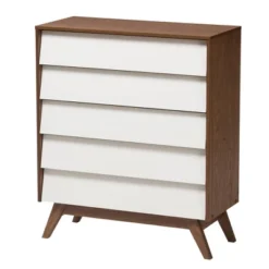 3pc Hildon Two-Tone Wood Storage Set White/Walnut Brown - Baxton Studio -Furniture Sale Store GUEST 6369133c b212 49e5 91a8 45e411e5de98