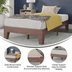 Merrick Lane Eduardo Platform Bed Frame, Solid Wood Platform Bed Frame With Slatted Support, No Box Spring Needed -Furniture Sale Store GUEST 6371ddd1 0226 499e a1e5 fa807d966de7