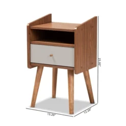 Elario Wood 1 Drawer Nightstand White/Walnut/Brown - Baxton Studio -Furniture Sale Store GUEST 644a0e93 3921 416a 90ee fcd84739e3b4