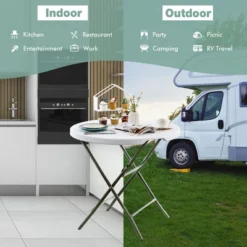 Costway 32'' Round Folding Table Portable & Lightweight Table For Indoor & Outdoor Use White -Furniture Sale Store GUEST 6466d6c3 471f 4d04 92e3 b57f59431692