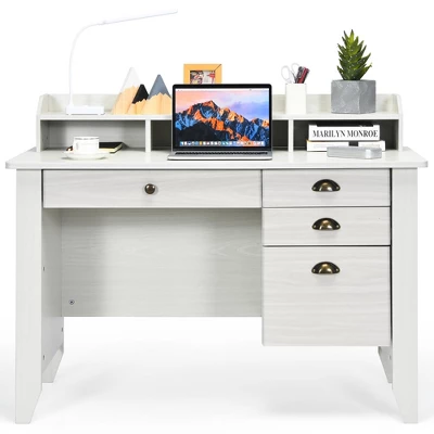 Costway Computer Desk PC Laptop Writing Table Workstation Student Study Furniture White 9 Costway Computer Desk PC Laptop Writing Table Workstation Student Study Furniture White - Image 9