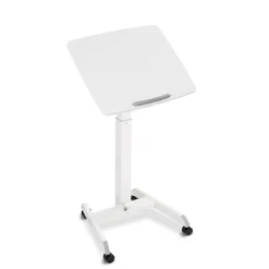 Cruizer 360 Tilting Mobile Podium With Pneumatic Height Adjustments – White – Stand Steady