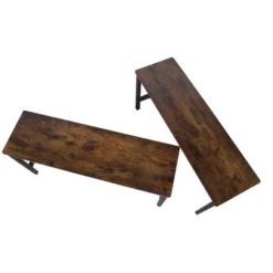 Set Of 2 Wooden Top Indoor Bench With Metal Legs Brown/Black - Benzara 8 Set Of 2 Wooden Top Indoor Bench With Metal Legs Brown/Black - Benzara -Furniture Sale Store GUEST 66862a42 ad4b 4ae6 b927 090477ab497f