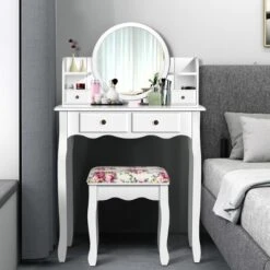 Costway Makeup Vanity Table Drawers Oval Dressing Table Kids Gift -Furniture Sale Store GUEST 66aacfb5 ae1a 413c 9f4a d6093d15dbe4