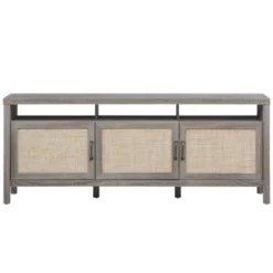 Tangkula Universal TV Stand Cabinet Television Media Console With 3 Rattan Doors Grey Oak Walnut 11 Tangkula Universal TV Stand Cabinet Television Media Console With 3 Rattan Doors Grey Oak Walnut -Furniture Sale Store GUEST 66bc182d 97a4 463d 8f80 87e143adb842
