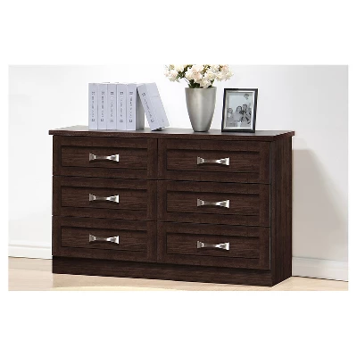 Colburn Modern And Contemporary 6 Drawer Wood Storage Dresser Dark Brown Finish - Baxton Studio 4 Colburn Modern And Contemporary 6 Drawer Wood Storage Dresser Dark Brown Finish - Baxton Studio - Image 4