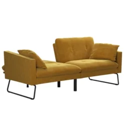 Neely Futon With Bolster Pillows Mustard Velvet - Mr. Kate -Furniture Sale Store GUEST 67a496aa b2be 4c9d b380 74359f8c65d8