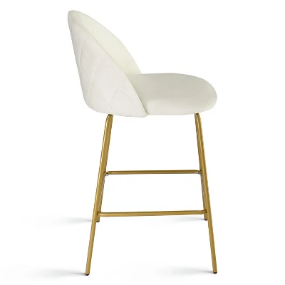 25" Nano Full Back Upholstered Counter Stool (Set Of 2) Gold Legs-Maison Boucle 4 25" Nano Full Back Upholstered Counter Stool (Set Of 2) Gold Legs-Maison Boucle - Image 4