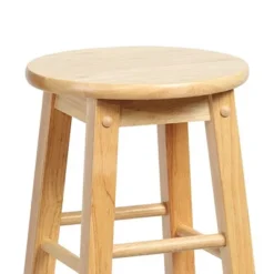 PJ Wood Classic Round Seat 29" Tall Kitchen Counter Stools For Homes, Dining Spaces, And Bars With Backless Seats & 4 Square Legs, Natural (Set Of 4) -Furniture Sale Store GUEST 689eb85e 0c41 4775 a1f2 99b6c1f7517a