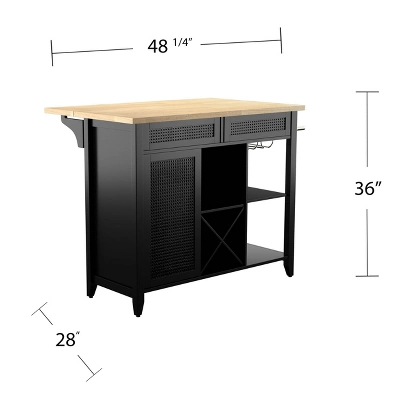 Ultom Expandable Freestanding Kitchen Island Black/Natural - Aiden Lane 8 Ultom Expandable Freestanding Kitchen Island Black/Natural - Aiden Lane - Image 8