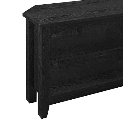 Transitional 4 Cubby Wood Open Storage Corner TV Stand For TVs Up To 65" - Saracina Home 2 Transitional 4 Cubby Wood Open Storage Corner TV Stand For TVs Up To 65" - Saracina Home - Image 2