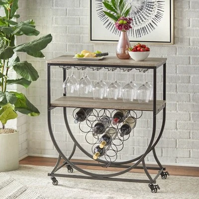Martino Bar Cart Black/Natural - Buylateral 1 Martino Bar Cart Black/Natural - Buylateral