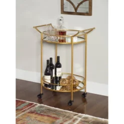 Round Metal Bar Cart Gold - Linon -Furniture Sale Store GUEST 697a93be 9317 4e40 a4b8 bf30d4807bbf