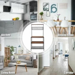 Costway 4-Tier Kitchen Bakers Rack Microwave Oven Stand Industrial W/Hooks & Mesh Panel -Furniture Sale Store GUEST 699b2b91 c949 403d 8751 05a2a75d3a47