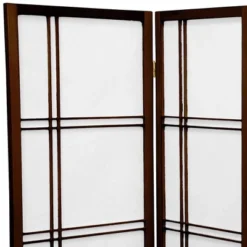 3 Ft. Tall Double Cross Shoji Screen - Walnut (5 Panels) - Oriental Furniture
