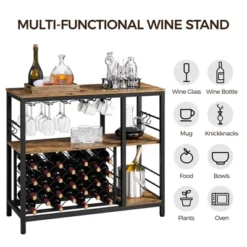 Yaheetech Home Bar Industrial Wine Rack Table With Glass Holder, Wine Bar Cabinet, Rustic Brown -Furniture Sale Store GUEST 6a3d2b8c 2f64 4b13 9bd2 2cce88143eed