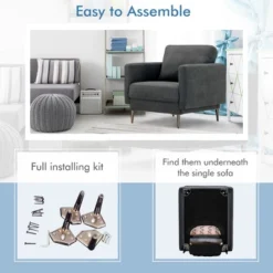 Costway Modern Upholstered Accent Chair Single Sofa Armchair Living Room Funiture WhiteGrey -Furniture Sale Store GUEST 6a920c0c 2d99 4cf9 a40f 56d64cadc629