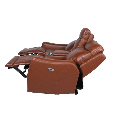 Natalia Power Loveseat Console Recliner Caramel Leather - Steve Silver Co. 8 Natalia Power Loveseat Console Recliner Caramel Leather - Steve Silver Co. - Image 8