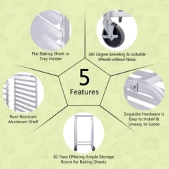 Costway 10 Sheet Aluminum Bakery Rack Silver Commercial Cookie Bun Pan Kitchen W/Wheel 14 Costway 10 Sheet Aluminum Bakery Rack Silver Commercial Cookie Bun Pan Kitchen W/Wheel -Furniture Sale Store GUEST 6c752f31 84ac 4f1a a777 72ef02cc60d9