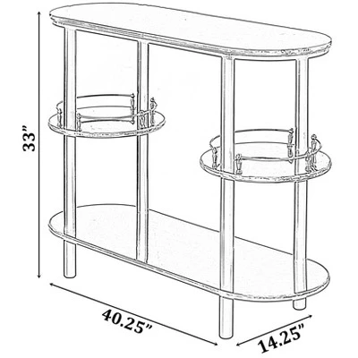 Fabulaxe Modern Display Wooden Console Bar With Tiered Open Shelves, Mini Bar With Wine Storage 6 Fabulaxe Modern Display Wooden Console Bar With Tiered Open Shelves, Mini Bar With Wine Storage - Image 6