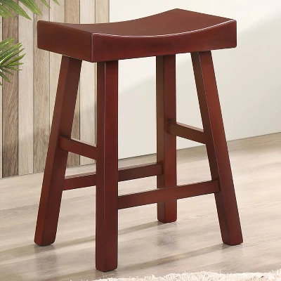 Set Of 2 24" Lille Seat Height Saddle Stools Dark Cherry - HOMES: Inside + Out 1 Set Of 2 24" Lille Seat Height Saddle Stools Dark Cherry - HOMES: Inside + Out