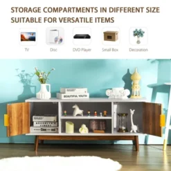 Costway TV Stand Entertainment Media Console W/2 Storage Cabinets & Open Shelves -Furniture Sale Store GUEST 6f040045 bc45 4f78 b410 b078ef493e0b