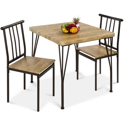 Best Choice Products 3-Piece Indoor Metal Wood Square Dining Table, Furniture Set W/ 2 Chairs 7 Best Choice Products 3-Piece Indoor Metal Wood Square Dining Table, Furniture Set W/ 2 Chairs - Image 7