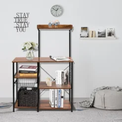 Costway 4-Tier Vintage Kitchen Baker's Rack Utility Microwave Stand W/ Basket & 5 Hooks 16 Costway 4-Tier Vintage Kitchen Baker's Rack Utility Microwave Stand W/ Basket & 5 Hooks -Furniture Sale Store GUEST 6f91a8b4 7336 4d48 92d8 a31479990f53